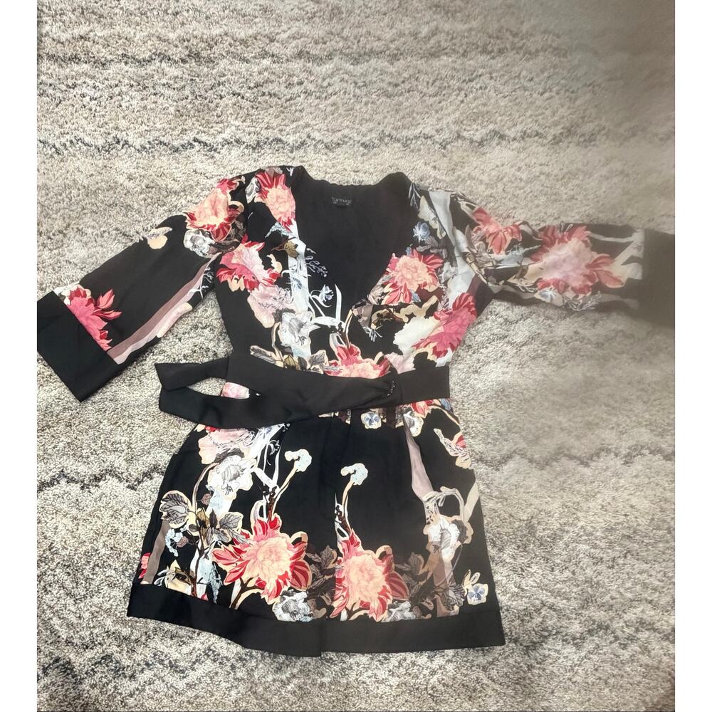 Topshop black floral romper size 4